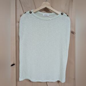 Kaileigh Women's Blouse Light Green Button Shoulder Short Sleeve Size XS